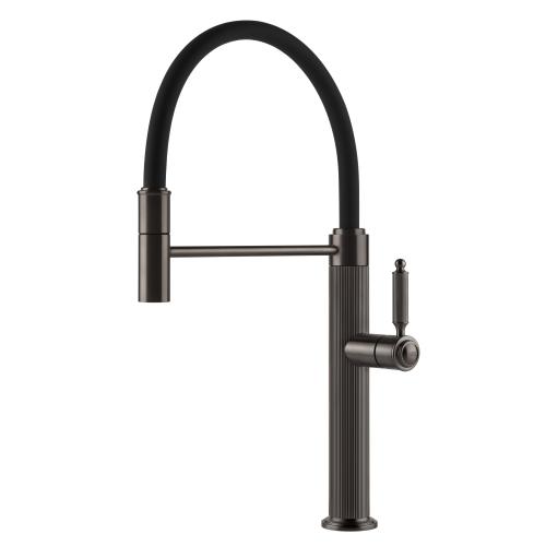 Gessi VENTI20 Semiprofessionale Black Metal Brushed PVD - 60634#707 Miscelatore Lavello | Nero Metal Spazzolato Pvd, Canna semiprofessionale doppia funzione, Altezza canna 250 mm