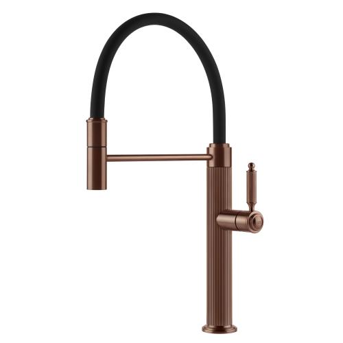 Gessi VENTI20 Semiprofessionale Copper Brushed PVD - 60634#708 Miscelatore Lavello | Rame Spazzolato Pvd, Canna semiprofessionale doppia funzione, Altezza canna 250 mm