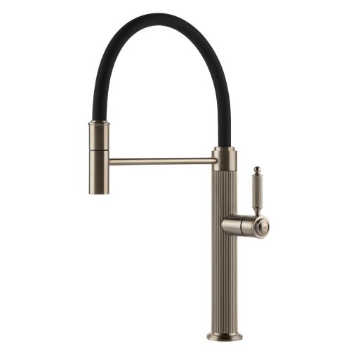 Gessi VENTI20 Semiprofessionale Finox Brushed Nickel - 60634#149 Miscelatore Lavello | Doccetta estraibile, stile retrò, finitura nickel spazzolato