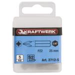 Kraftwerk Tools 2712-5 1/4'' Inserto Pozidriv 25 mm Nr. 2, 5 pz.