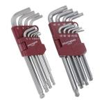 Kraftwerk Tools 3602+3608 Serie di chiavi esagonali sferica+serie TX, 19 pz.