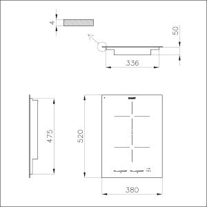 Foster P.Vtc Domino Ind.Bdg S4000 Blk New - 7341655 Piano cottura a induzione Incasso | Dimensioni 380 x 520, 2 zone, Bridge, comandi frontali touch