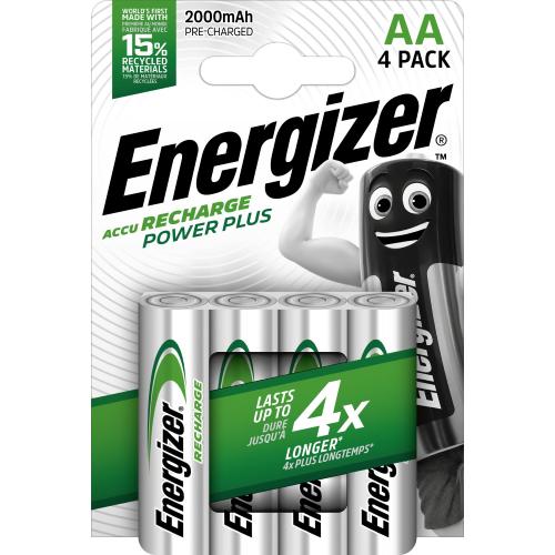 ENERGIZER PILE STILO AA RICARICABILI POWER PLUS 2000MAH 4PZ
