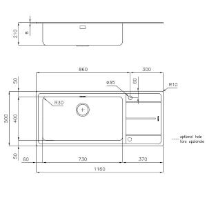 Foster Evo 1Vdx71+Sc B8 116 - 3216051 Lavello Incasso | Acciaio Inox, doppia vasca, sgocciolatoio integrato