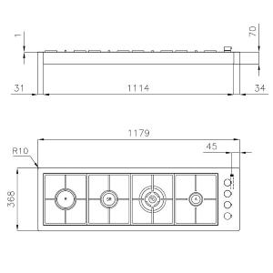 Foster Piano S4000 Linea 4F Ft Inox Ra - 7259042 Piano cottura a gas Incasso | 4 fuochi, Finitura inox, Comandi frontali