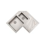 Foster Angolo 1V40+1V18X40 Ks - 3308050 Lavello Incasso | Acciaio inox AISI 304 satinato, Piletta 3½, Possibilità di fori aggiuntivi, doppia vasca