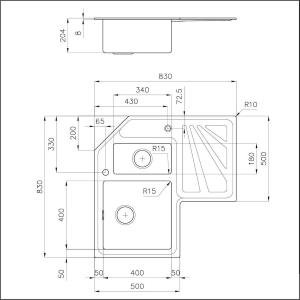 Foster Angolo 1V40+1V18X40 Ks - 3308050 Lavello Incasso | Lavello angolare inox, doppia vasca, installazione sottotop