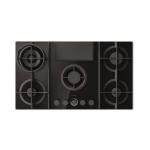 elica NIKOLATESLA FLAME EVO BL/A/88 - PRF0196341 Piano cottura a gas con cappa aspirante integrata Incasso | Classe A++ | Piano a gas con cappa integrata, 88 cm, griglie ghisa