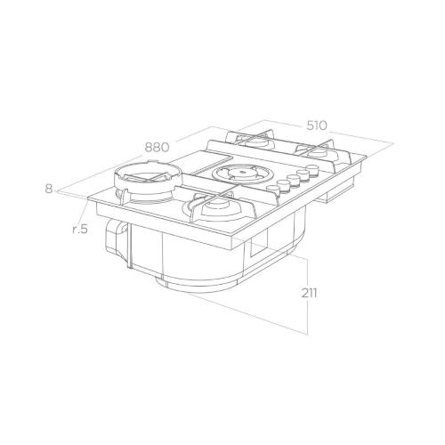 elica NIKOLATESLA FLAME EVO BL/A/88 - PRF0196341 Piano cottura a gas con cappa aspirante integrata