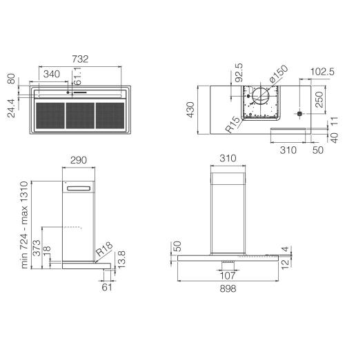 elica BIO @ WH/A/90 USB ROVERE - PRF0147266A Cappa Isola | Classe A | Larghezza 90 cm, Colore Bianco, Classe A
