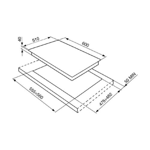 Smeg P261XGH Piano cottura a gas Incasso | Classe N/A | 4 fuochi a gas, griglie in ghisa, accensione rapida