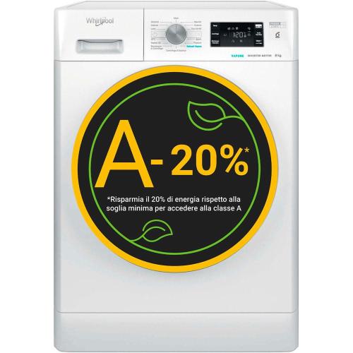 Whirlpool FFB 848 BSV IT Lavatrice Libera installazione | Classe A | Caricamento frontale, 8 kg, B