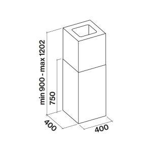 Falmec Mira Plus Island 40 Eu Inox 220-240V - 50-60Hz T80 S/Filtro Cappa Isola | Classe A | Motore esterno, 3 velocità, Filtro carbone