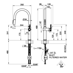 Gessi HABITO Acqua Filtrata Warm Bronze Brushed PVD - 60872#726 Miscelatore Lavello | Miscelatore, Warm Bronze Brushed, Filtro integrato