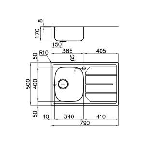 Foster Inox 1V.Prel.Dx F.3,5" - 1179561 Lavello Lavello | 1 vasca, acciaio inox, sgocciolatoio dx