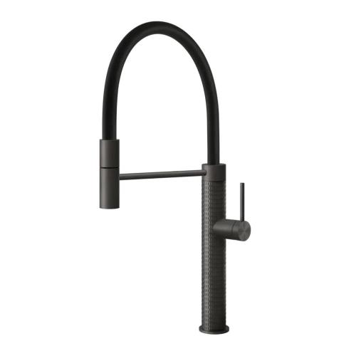 Gessi GESSI 316 Semiprofessionale Black Metal Brushed PVD - 60012#707 Miscelatore Lavello | Nero Metal Spazzolato Pvd, Canna semiprofessionale doppia funzione, Altezza canna 250 mm