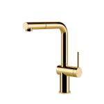 Gessi INEDITO Monogetto Gold PVD - 60433#246 Miscelatore Lavello | Oro Lucido Pvd, Bocca monogetto fissa, Portata ridotta water saving