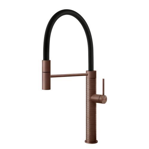 Gessi GESSI 316 Semiprofessionale Copper Brushed PVD - 60012#708 Miscelatore Lavello | Rame Spazzolato Pvd, Canna semiprofessionale doppia funzione, Altezza canna 250 mm