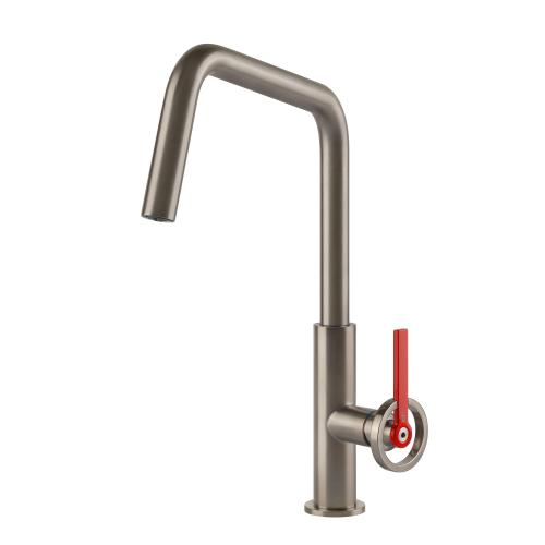 Gessi OFFICINE V Girevole Finox Brushed Nickel - 60201#149 Miscelatore Lavello | Nichel Spazzolato Finox, Canna girevole 360°, Portata regolabile