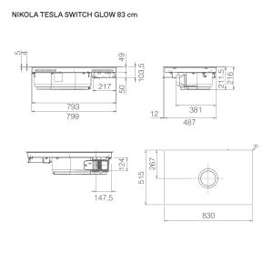elica NIKOLATESLA SWITCH GLOW RAW BR/A/83 - PRF0200583 Piano cottura a induzione con cappa aspirante integrata Incasso | Classe A+ | Finitura Raw brushed, comandi touch, LED edge light